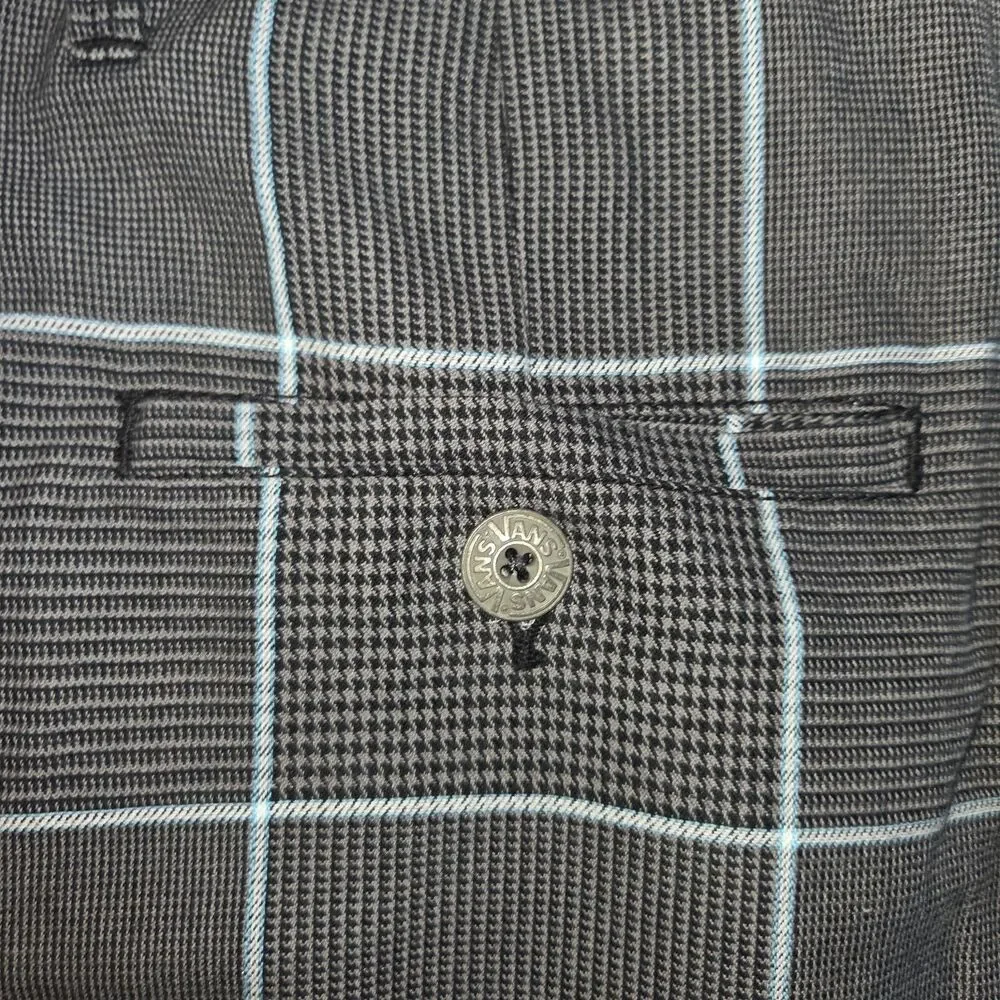 Vans Mens Grey Teal Windowpane Houndstooth Plaid Skater Walk Shorts Size 36